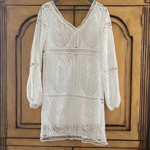 Elegant White Crochet Swim Cover-Up